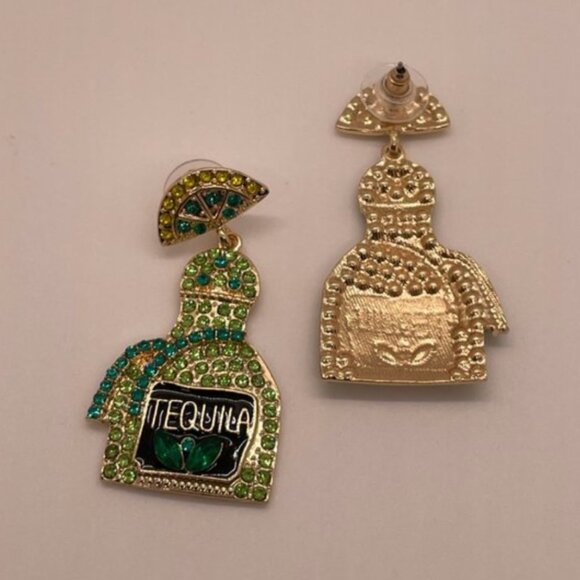 Tequila Party Rhinestone Boho Peasant Hipster Art Pop Earrings - Picture 2 of 7